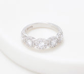 Diamonique Sterling Silver 5 Round Cut Stone w/ Halo Ring, Size 8